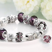 Carica l&#39;immagine nel visualizzatore di Gallery, LDUDU Bracciale Charms da donna in argento con charms vetro di... - Ilgrandebazar