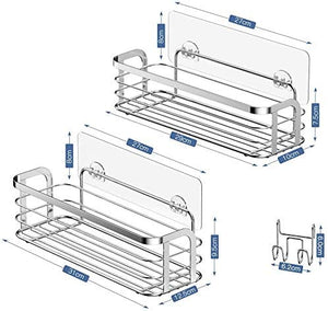 Avoalre Adesiva Mensola per Doccia Bagno con Ganci Rimovibile Nessuna Perforazione Acciaio Inossidabile 304 per la Cucina WC, – 2 Pezzi, Colore Argento