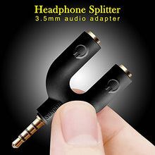 Carica l'immagine nel visualizzatore di Gallery, AFUNTA auricolare Audio Kit Stereo Splitter, Ferro di U splitter-Black - Ilgrandebazar