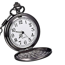 Carica l'immagine nel visualizzatore di Gallery, JewelryWe Orologio da Tasca Caso Bianco Quadrante in Acciaio Nero - Ilgrandebazar