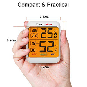ThermoPro TP53 Termometro Igrometro Interno Misuratore di Umidità e Temperatura Ambiente Digitale Termoigrometro Professionale per Casa con Tocca Retroilluminazione