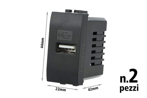 LEDLUX 2 Pezzi Moduli Compatibile Bticino Living Light Caricatore USB 5V Nero - Ilgrandebazar