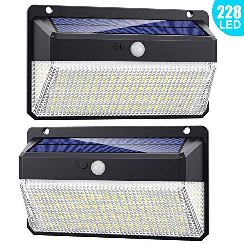 Luce Solare Led Esterno 228 LED, 【Versione migliorata 2200 mAh】Lampada...