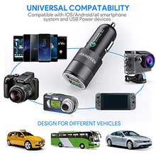 Carica l'immagine nel visualizzatore di Gallery, JOOMFEEN Caricabatteria Auto USB C,Quick Charge 3.0+2.4A 30W Caricatore Nero
