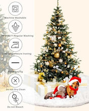 Carica l'immagine nel visualizzatore di Gallery, Zibroges Gonna dell'Albero di Natale di Lusso da 122cm - Bianco Radiante con Fiocchi di Neve Argentati Scintillanti - Decorazione Natalizia Perfetta per un'Atmosfera Festosa