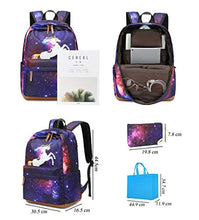 Carica l&#39;immagine nel visualizzatore di Gallery, Zaino Scuola Unicorno Per Ragazze Galaxy Con Porta Di Ricarica Usb Viola