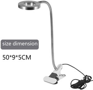 Lampada da tavolo a LED con clip, Portatile Sopracciglio permanente Manicure Luce fredda USB Strumenti di bellezza per l'uso del letto per il trucco delle unghie