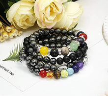 Carica l&#39;immagine nel visualizzatore di Gallery, Milacolato Bracciale in Ematite Chakra da 4 Paia Terapia Magnetica di... - Ilgrandebazar
