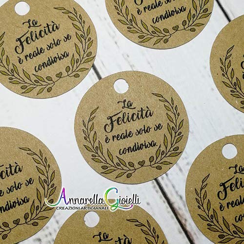50 pezzi, Cartellini tondi kraft Stampati per bomboniera, 3 centimetri,... - Ilgrandebazar