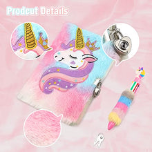 Carica l&#39;immagine nel visualizzatore di Gallery, Cooyou Diario Segreto Bambina con Lucchetto, Set di Taccuino in Peluche Unicorno Include Un A5 Unicorno Diario Segreto per Bambina, Regalo per Bambina di 5 6 7 8 9 10 11 12 Anni, Colorato