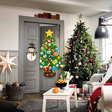 Carica l'immagine nel visualizzatore di Gallery, Lanpn Albero di Natale in feltro 102 cm più pupazzo di neve, Albero Natale montessori per bambini, albero di Natale con luci con 40 pezzi decorazione da appendere in velcro per casa, porta e parete