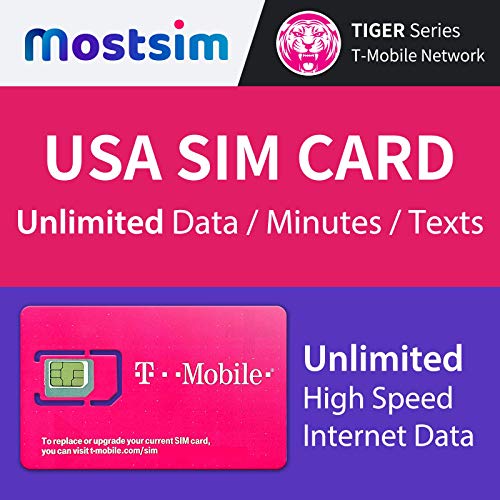 MOST SIM - T-Mobile USA Card 7 Giorni, Alta Velocità Illimitato 7 Giorni