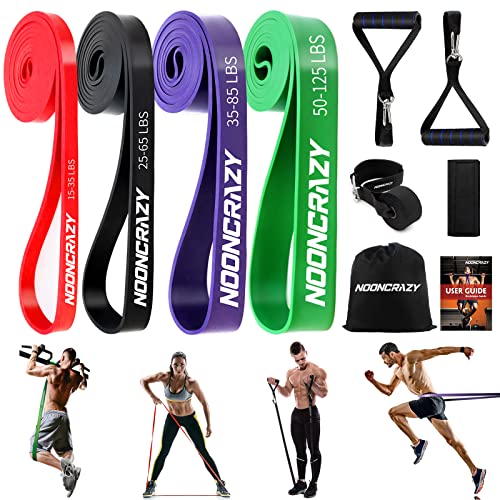 Loop Bands, 4 Diversi Livelli di Resistenza, Elastici Palestra con Ancoraggi Porta e Impugnature, Elastico Trazioni per l'allenamento Della Forza, Ginnastico, la Fisioterapia, lo Yoga per Uomo e Donna