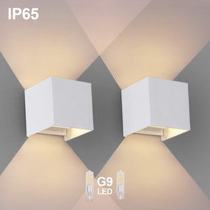 OOWOLF 2 Pezzi LED Lampada da Parete IP65 Impermeabile, Applique Bianca-2 - Ilgrandebazar