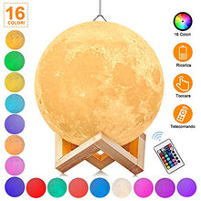 Carica l&#39;immagine nel visualizzatore di Gallery, Luna Lampada Led, 3D luce USB Ricaricabile 16 colori Moon Lamp 5.91 Inch - Ilgrandebazar