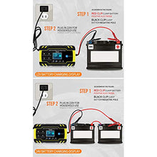 Carica l&#39;immagine nel visualizzatore di Gallery, URAQT Caricabatteria Auto, 12V/24V 8A Multi Protezioni Caricatore Giallo