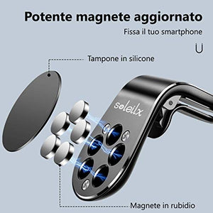 soleilx Supporto Auto Smartphone Magnetico Universale Porta Cellulare Nero - Ilgrandebazar