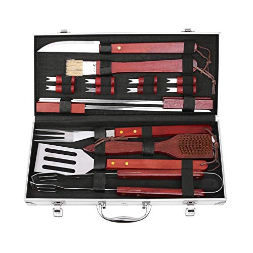 Fixkit Set di Utensili Barbecue 18 Pezzi Completo Attrezzi BBQ in 18