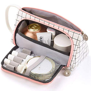 Astuccio Portamatite Grande Capacità Trucco Borsa Portamonete Plaid Bianco