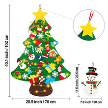 Carica l'immagine nel visualizzatore di Gallery, Lanpn Albero di Natale in feltro 102 cm più pupazzo di neve, Albero Natale montessori per bambini, albero di Natale con luci con 40 pezzi decorazione da appendere in velcro per casa, porta e parete