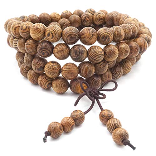 108 Bracciale da preghiera Mala, legno naturale Tibetano Buddista... - Ilgrandebazar