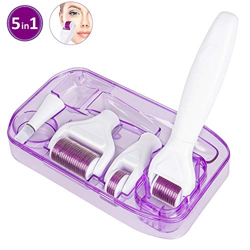 LIGICKY Kit roll 5-in-1 Micro-ago Derma Roller, 0.5/1.0/1.5/2.0mm in Acciaio... - Ilgrandebazar