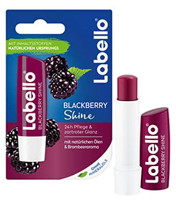 Labello Blackberry Shine in confezione da 1 (1 x 4,8 g), matita per la cura delle labbra con delicata lucentezza rossa e pigmenti brillanti, cura delle labbra senza oli minerali