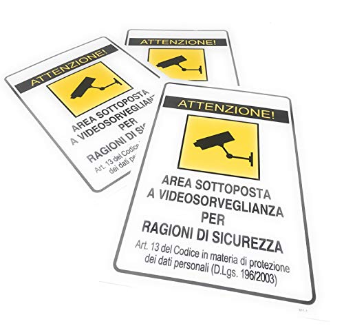 TEMPO DI SALDI 3 x Cartello Segnaletico Attenzione! Area Sottoposta A... - Ilgrandebazar