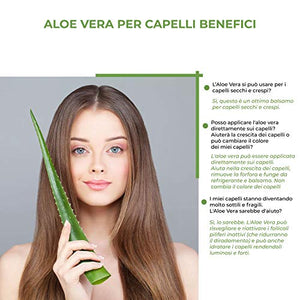 Aloe Vera Gel 100%, aloe vera gel puro e biologico. Per Viso, Corpo e...
