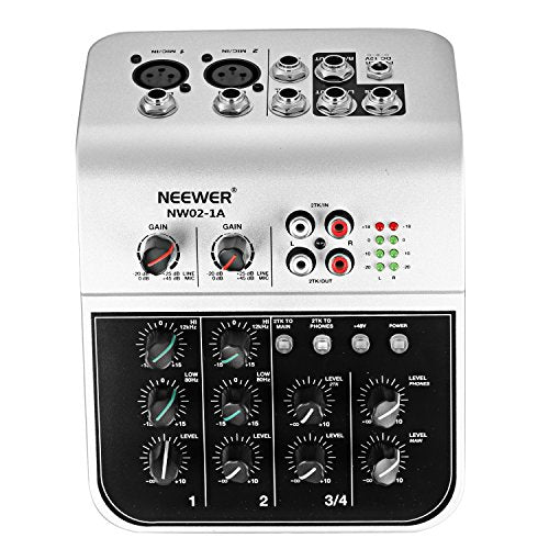 Neewer NW02-1A Mixer Console 2 Canali Economico per Microfono a 2 Channel - Ilgrandebazar