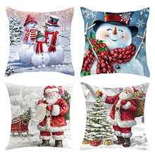 Carica l'immagine nel visualizzatore di Gallery, AcnA Natale Fodere per Cuscini,4 Pezzi Cuscini Caso Federa,Copricuscini Natalizi 45x45cm,Pupazzo di Neve Invernale Babbo Natalizie Divano Decorativi di Natale