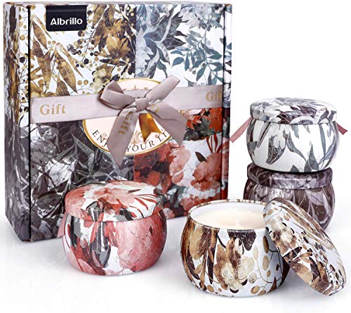 Albrillo Candele Profumate Set 4 Pcs, Durata 22 Ore Candela Regalo...