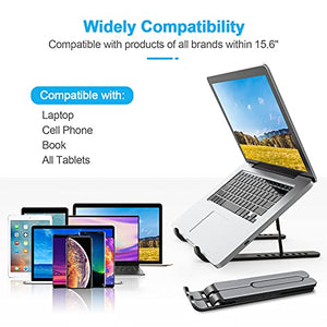 AOVUYCK-Store Supporto PC Portatile, 8 Livelli Regolabile & Raffreddamento Porta PC, Pieghevole in Plastica e Silicone Laptop Stand per Computer Portatili e Tablet (10-15,6’’)