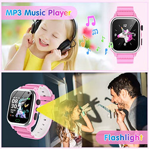 QIASZHF Smartwatch per Bambini con 26 Giochi, Musica Orologio Telefono per Ragazzo e Ragazza, Contapassi Calorie, Fotocamera, Video, Sveglia, SOS, Torcia, Orologio Digitale Bambino 2-13 Anni Regalo