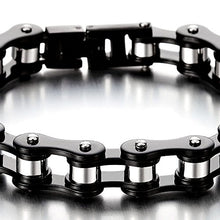 Carica l&#39;immagine nel visualizzatore di Gallery, COOLSTEELANDBEYOND Maschile Nero Argento Due Toni Bracciale da Uomo, Catena... - Ilgrandebazar