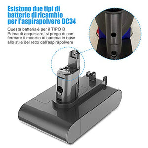 Yaber 3000mAh Tipo B Batteria per Dyson DC34 DC45 DC35 DC31 DC44...