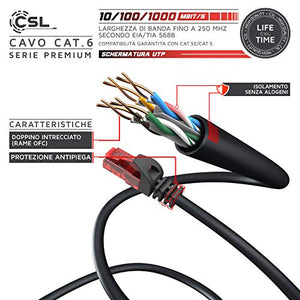 CSL - 15m Cavo di Rete - Cat.6 Ethernet Gigabit LAN RJ45-10 100 Q 15,0m Nero