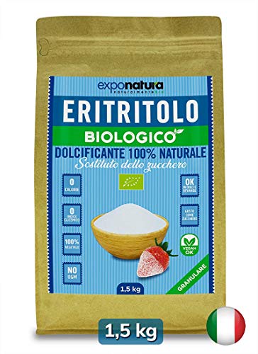 ERITRITOLO BIOLOGICO granulato 1,5 Kg - Sostituto dello zucchero - 100%...