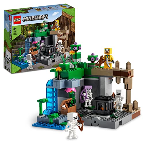 LEGO 21189 Minecraft La prigione degli scheletri, giocattolo costruibile, figura dello scheletro con accessori, grotta, da 8 anni in su