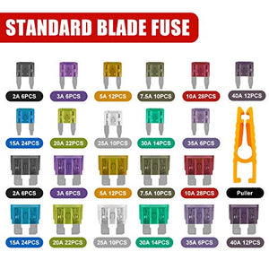Fusibili auto 300, set assortimento di fusibili mini lama (2A 3A 5A 7.5A 10A...