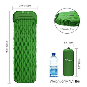 Ryaco Materasso da Campeggio Gonfiabile con Cuscino, Letto Verde