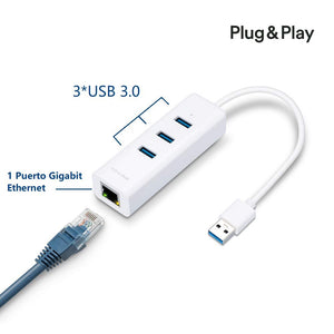 TP-Link Adattatore di rete 2 in 1, USB 3.0 con 3 porte e Gigabit Bianco - Ilgrandebazar