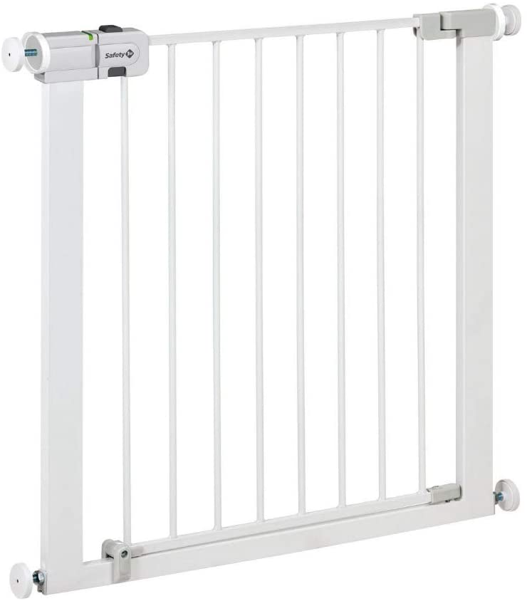 Safety 1st Easy Close Metal Cancelletto di Sicurezza per Bambini, Cani, Scale, 73 a 80 cm, Fissaggio a Pressione, Estensibile fino a 136 cm, Compatibile con Adattatore per Ringhiere, Metallo Bianco
