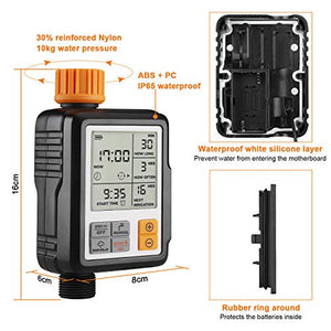 johgee Computer per irrigazione da Giardino, Timer Automatico, Arancione Nero