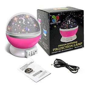 Moredig - Lampada Proiettore Stelle Bambini, Luce Notturna Bambini con 8 Rosa