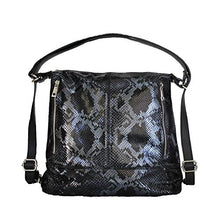 Carica l&#39;immagine nel visualizzatore di Gallery, sisn&#39;s shop Zaino Donna Borsa In VERA PELLE MADE IN ITALY A Mano Nero Pitone