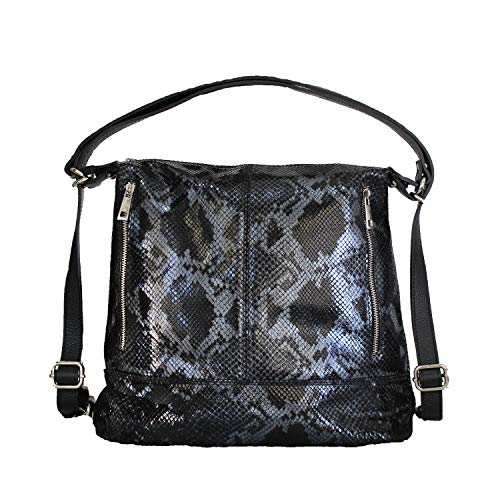 sisn's shop Zaino Donna Borsa In VERA PELLE MADE IN ITALY A Mano Nero Pitone