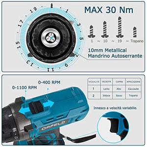 ORFELD Trapano Avvitatore Batteria, Leggerezza a Batteria con...