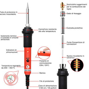 45 Pezzi Kit Pirografia Legno,Preciva 60W Portatile Arancione - Ilgrandebazar
