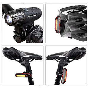 AMANKA Luce Bici, Luci LED per Bicicletta Ricaricabili USB Impermeabile,...